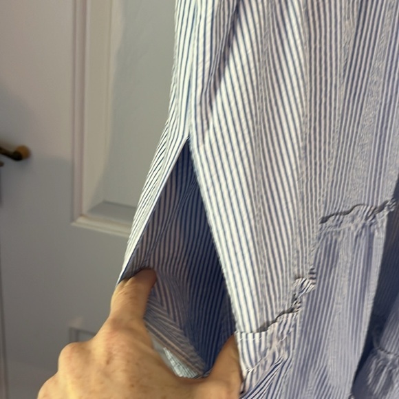 NWOT J.Crew | 2023 Blue/White Stripe Seersucker Tier Ruffle Dress Plus Size 18 - Picture 6 of 11